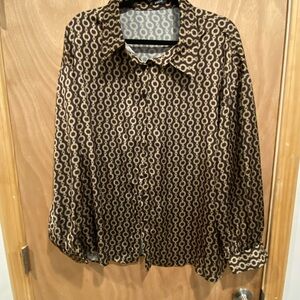 SHEIN Brown and Gold Patterned Blouse